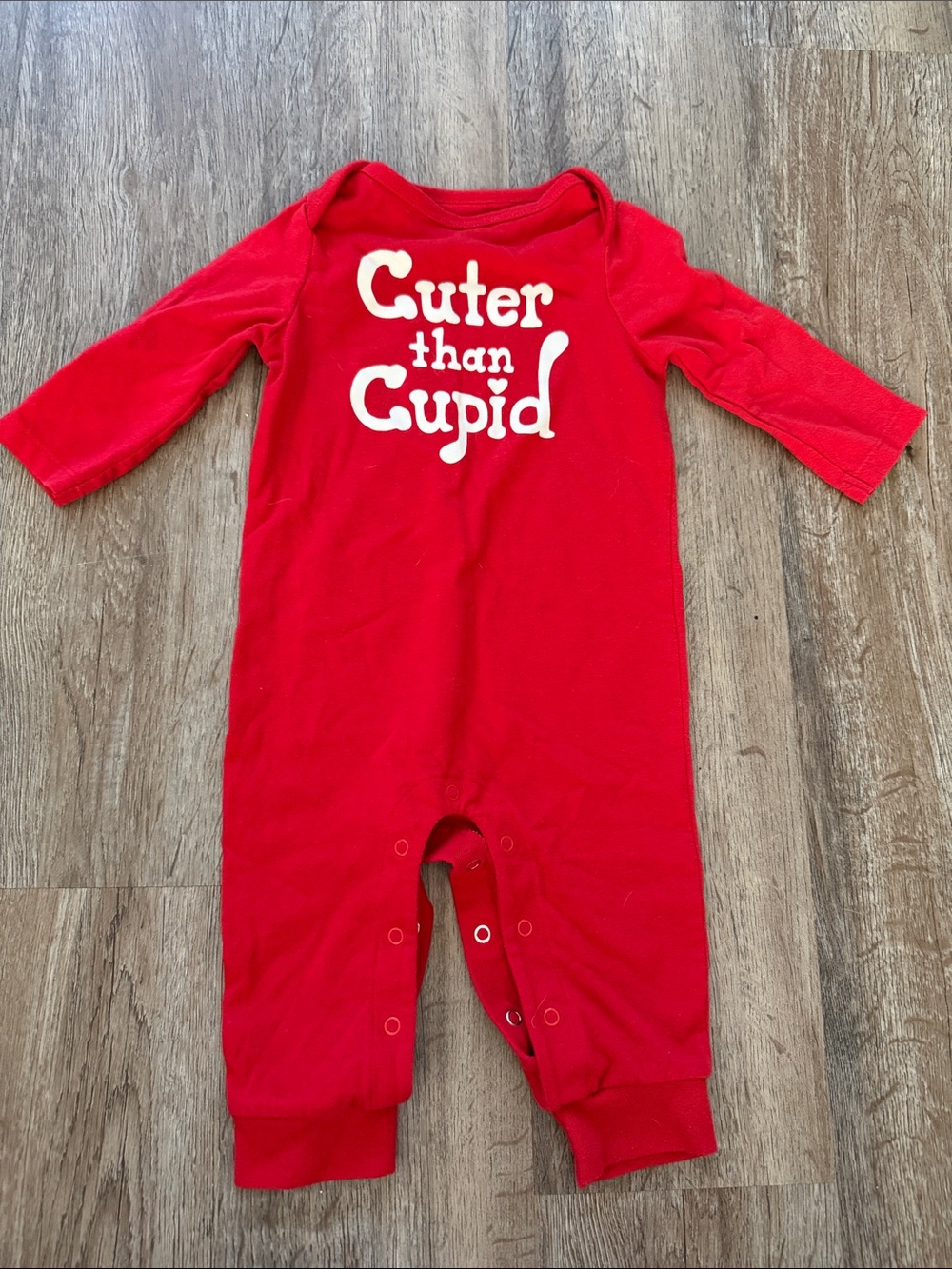 Cat & Jack Red One-Piece Footie - "Cuter than Cupid"